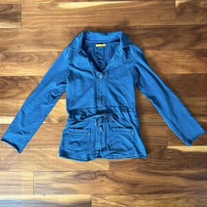 Lole Teal Zip-Up Sweatshirt with Cinch Waist size XS